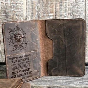 Dad To Son - Enjoy The Ride - Genuine Leather Passport Wallet