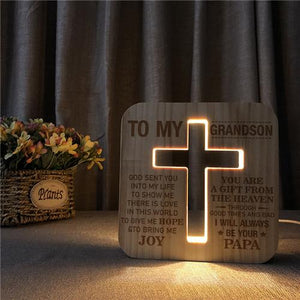 Papa To Grandson - God Sent You Into My Life - Cross Lamp