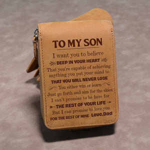 Dad To Son - Never Lose - Card Holder Zipper Wallet