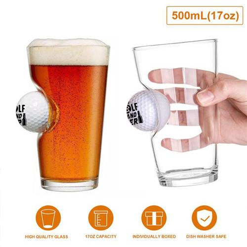 Golf and Beer - Pint Glass with a Real Golf Ball