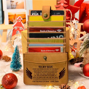Dad To Son - Never Lose - RFID Blocking Genuine Leather Card Holder