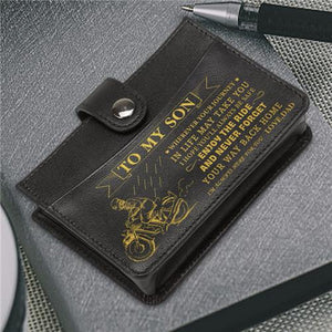 Dad To Son - Enjoy The Ride - RFID Blocking Genuine Leather Card Holder