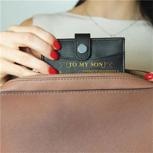Dad To Son - Enjoy The Ride - RFID Blocking Genuine Leather Card Holder