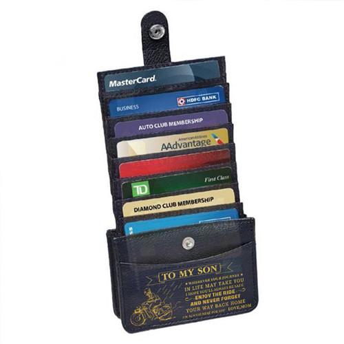 Mom To Son - Enjoy The Ride - RFID Blocking Genuine Leather Card Holder